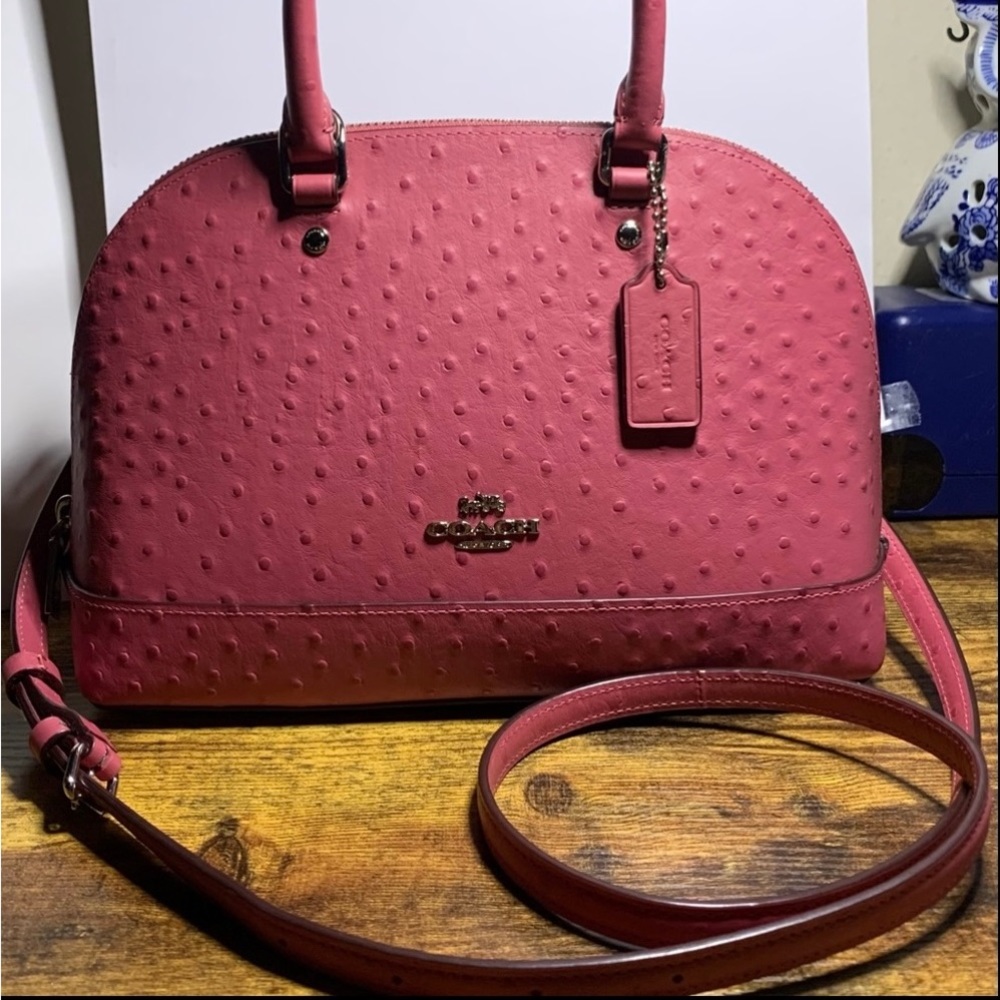 NWT Coach Mini Sierra Ostrich Embossed Satchel